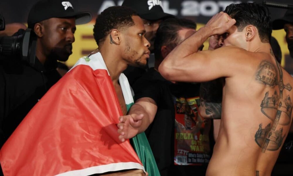 Devin Haney vs Ryan Garcia face-off.