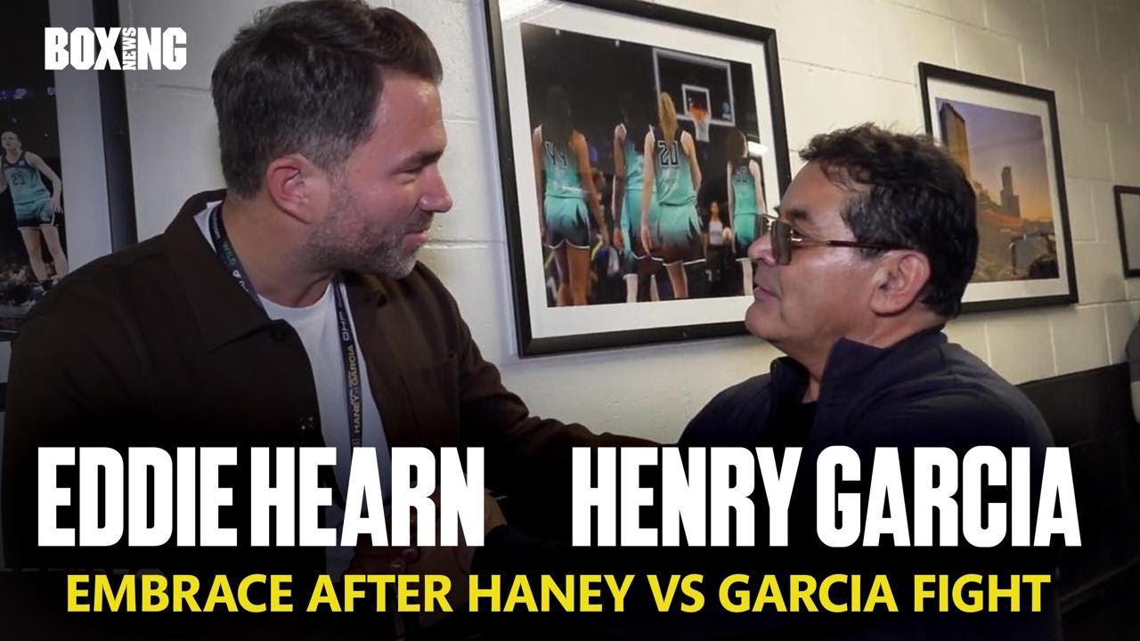 Ryan Garcia's Dad & Eddie Hearn Embrace After Haney vs Garcia