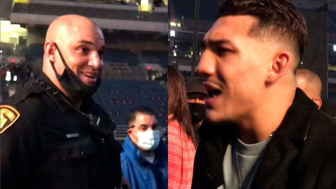 TEOFIMO LOPEZ AND COP GET INTO SHOUTING MATCH over Loma rematch