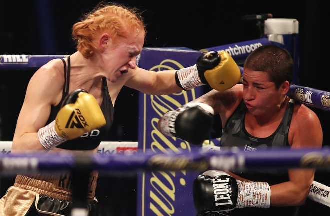 Rachel Ball could not hide her delight after securing a points win over Courtenay Photo Credit: Mark Robinson/Matchroom Boxing