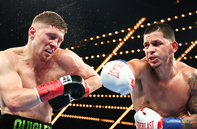 Berlanga dropped Quigley four times during the fight Photo Credit: Melina Pizano/Matchroom