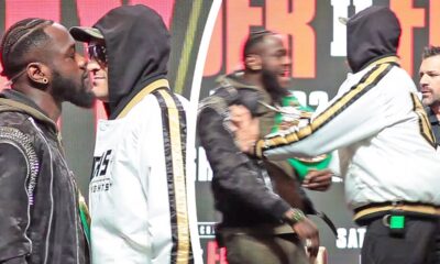 FACE OFF EXPLODES!! Deontay Wilder vs. Tyson Fury GO AT EACH OTHER!  PUSHING SHOVING & Talking SH**