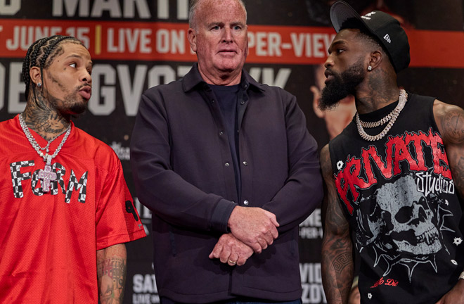 Davis and Martin had a heated face off on Wednesday Photo Credit: Esther Lin/Premier Boxing Champions