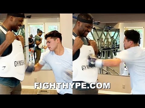 RYAN GARCIA DRILLS UFC'S FRANCIS NGANNOU AS HARD AS HE CAN & GETS LAUGH BACK IN BODY SHOT CHALLENGE