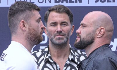 WORDS EXCHANGED! | Johnny Fisher vs Alen Babic • FACE OFF at Matchroom HQ | DAZN Boxing