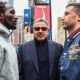 Crawford (L), Madrimov (R) pose in Times Square, New York. Mandatory Credit: Ed Mulholland/Matchroom.