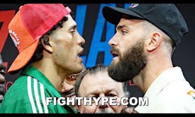 DAVID BENAVIDEZ HEATED FACE OFF VS CALEB PLANT; SEPARATED AFTER ANGRY CONFRONTATION & STAREDOWN