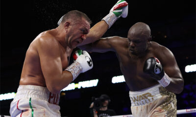 Chisora celebrates after beating Pulev Photo Credit: Mark Robinson/Matchroom Boxing