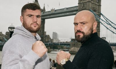Fisher and Babic came face-to-face on Tuesday in London Photo Credit: Mark Robinson/Matchroom Boxing