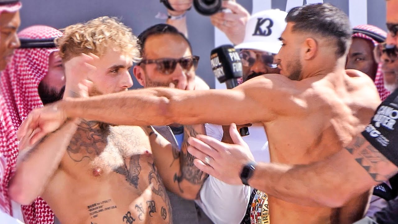 FURY THROWS FIRST PUNCH!! - Jake Paul vs. Tommy Fury • FULL WEIGH IN & FACE OFF | BT Sport Boxing