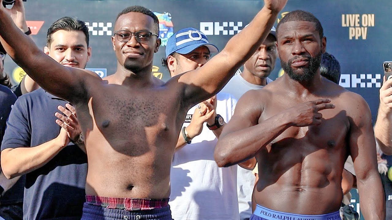 Floyd Mayweather vs. Deji • FULL WEIGH IN & FACE OFF • Global Titans Boxing