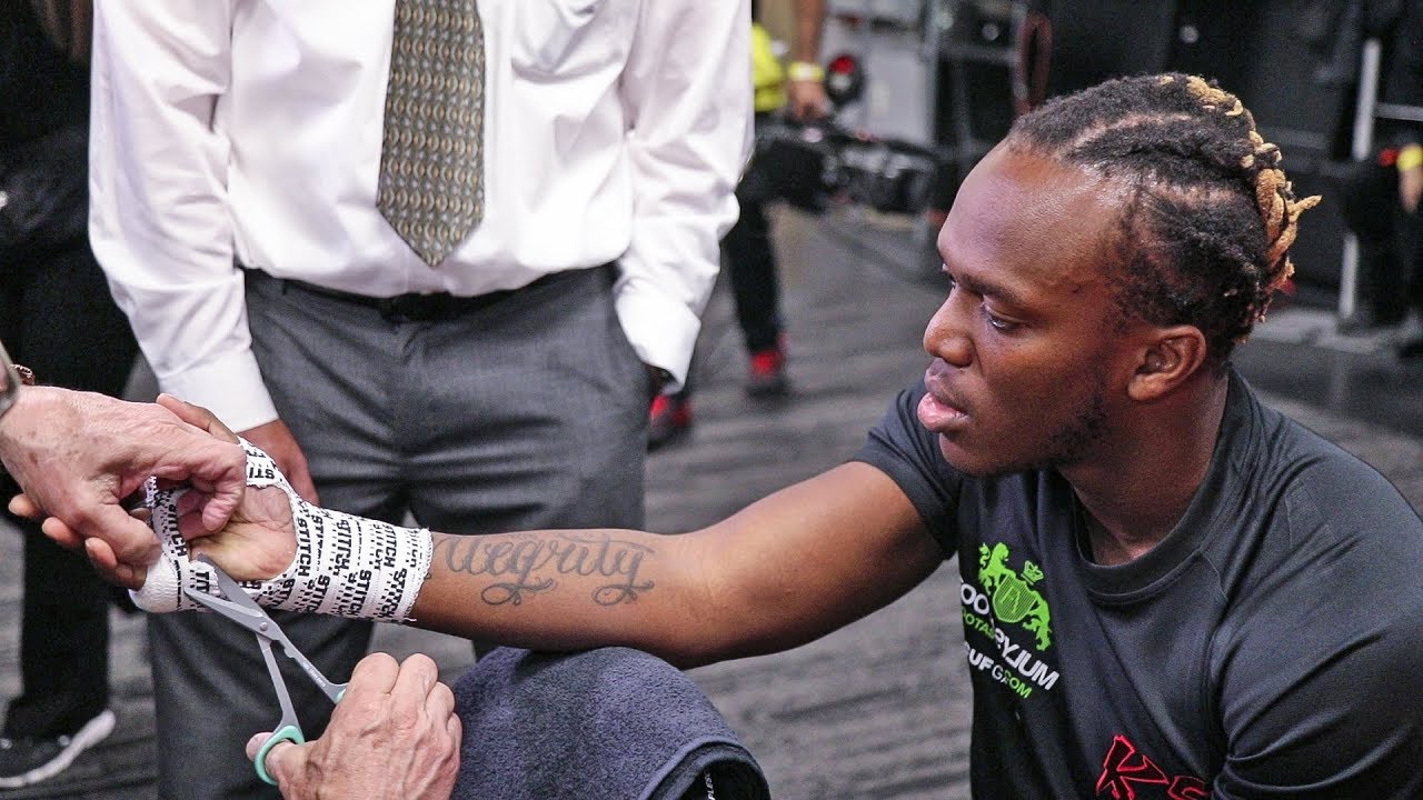 KSI in Locker Room (GETTING HANDS WRAPPED) vs. Logan Paul 2 | DAZN Boxing