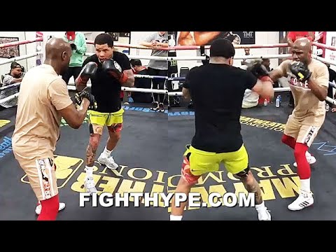 MAYWEATHER & GERVONTA DAVIS EXPLOSIVE MITT WORK; SHARPSHOOTING FOR SANTA CRUZ SHOWDOWN