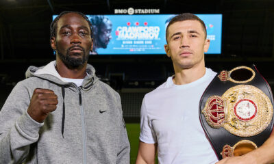 Crawford and Madrimov face-to-face at BMO Stadium ahead of Saturday