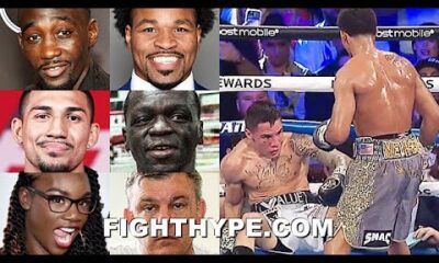 CELEBRITIES REACT TO SHAKUR STEVENSON BEATING OSCAR VALDEZ: CRAWFORD, MAYWEATHER, LOPEZ, & MORE