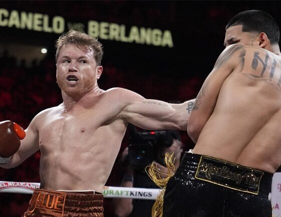 Canelo won by a wide margin but Berlanga emerged with credit (PBC X account)