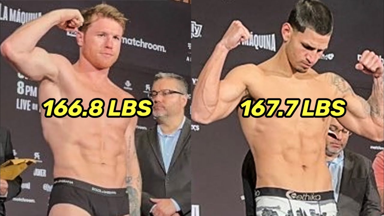 Canelo & Edgar Berlanga MAKE WEIGHT; TIP SCALES at 166.8 lbs & 167.7 lbs morning before Fight