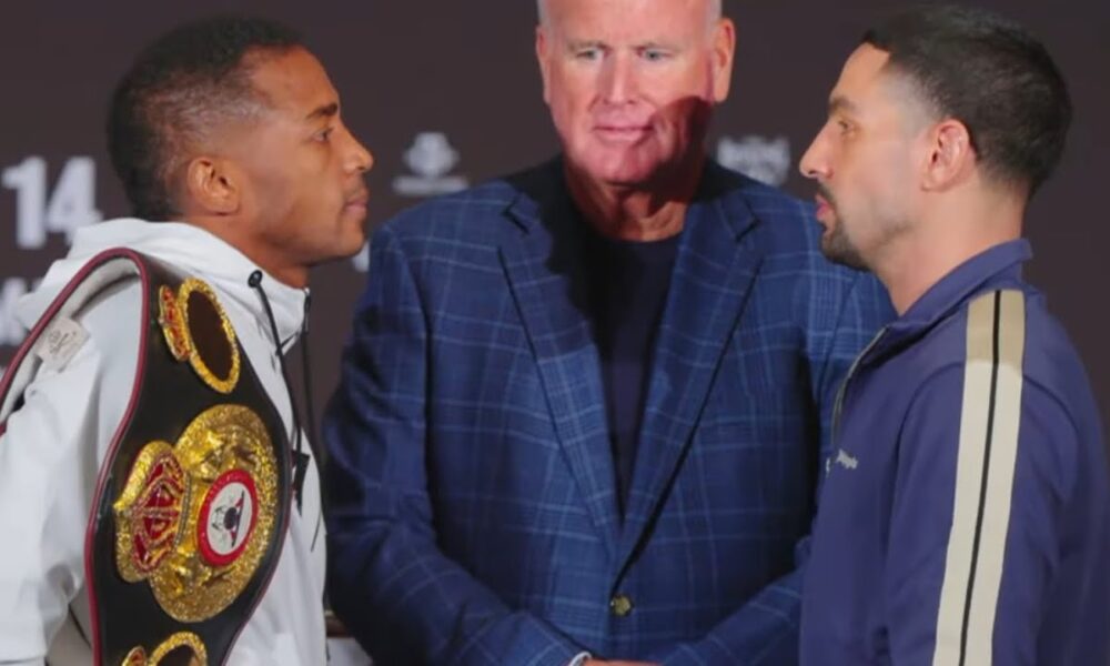 Danny Garcia STARES DOWN Erislandy Lara during INTENSE FACE OFF