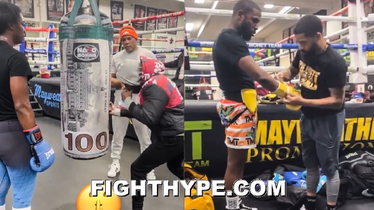 FLOYD MAYWEATHER TEACHES CLARESSA SHIELDS TBE BRUTAL BODY SHOTS; DEMONSTRATES TECHNIQUE & SPARS