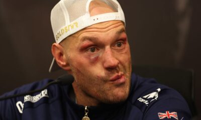 Tyson Fury reacts to the defeat against Oleksandr Usyk