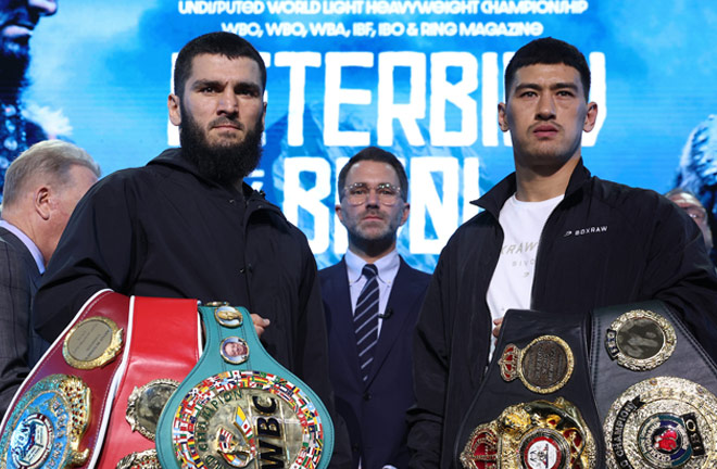 Beterbiev and Bivol face-to-face ahead of their much-anticipated showdown on October 12 in Riyadh Photo Credit: Mark Robinson Matchroom Boxing