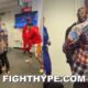 TERENCE CRAWFORD VISITS SHAKUR STEVENSON WITH MICHAEL B. JORDAN AS HE WARMS UP BEFORE HERRING FIGHT