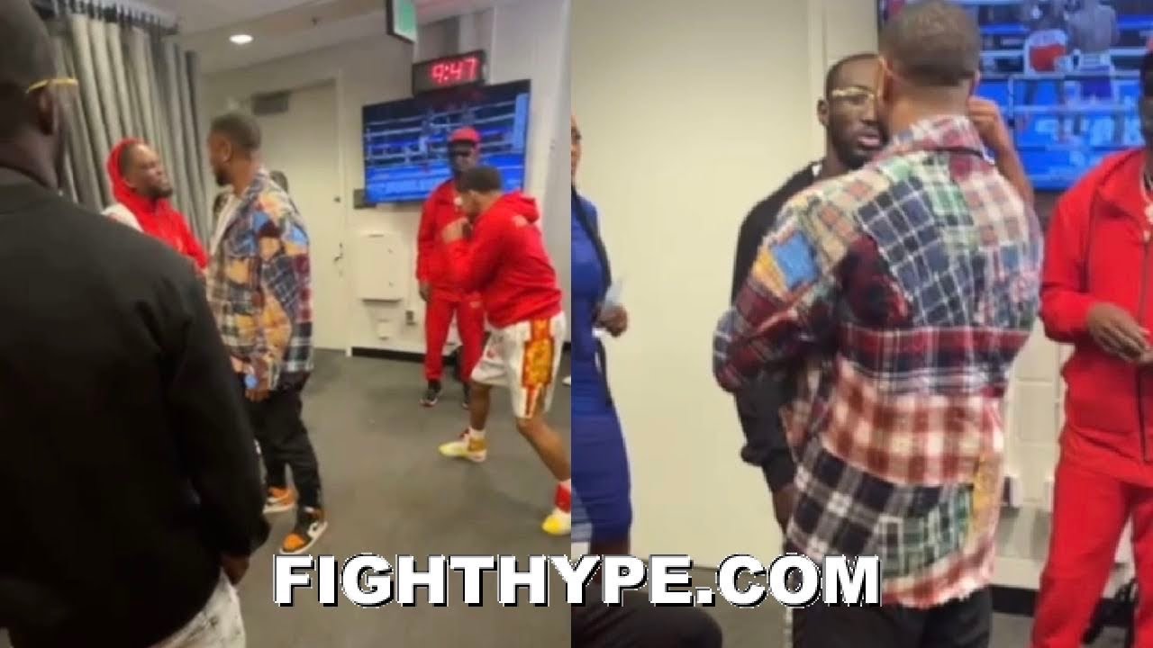 TERENCE CRAWFORD VISITS SHAKUR STEVENSON WITH MICHAEL B. JORDAN AS HE WARMS UP BEFORE HERRING FIGHT