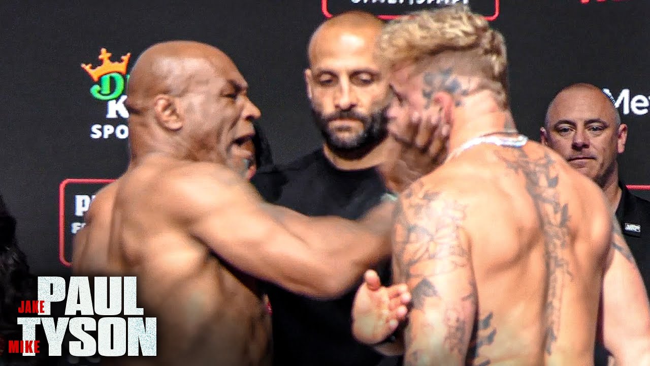 CHAOS ERUPTS!! Jake Paul SLAPPED by Mike Tyson • FULL WEIGH IN & FACE OFF | Netflix Live Boxing