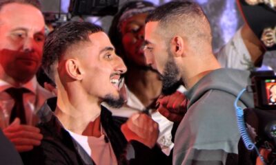 TENSE! • AnEsonGib vs Slim Albaher FACEOFF | Ft. Deji, Chase DeMoor Misfits Boxing