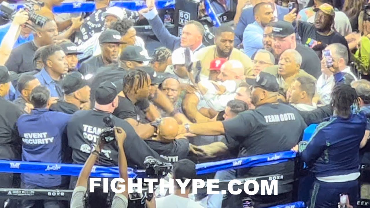 BRAWL ERUPTS AS MAYWEATHER & GOTTI TEAMS STORM RING & ALL HELL BREAKS LOOSE TO END FIGHT ABRUPTLY