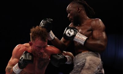 Bentley alongside promoter Frank Warren after regaining the British middleweight title and securing the European strap Photo Credit: Leigh Dawney/Queensberry Promotions