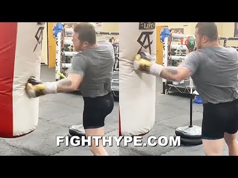 CANELO FRIGHTENING LEFT HOOK COMBO FOLDS HEAVY BAG LIKE KOVALEV; POWER TO KO HEAVYWEIGHTS