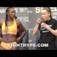 CLARESSA SHIELDS FLEXES ON ICE CREAM EATING IVANA HABAZIN DURING WEIGH-IN & FINAL FACE OFF