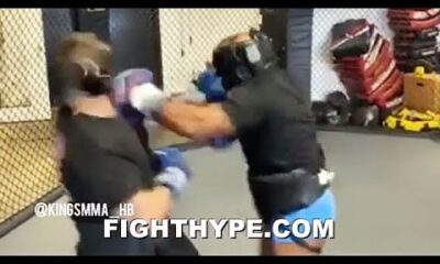 MIKE TYSON CAGE SPARRING; NEARLY KNOCKS OPPONENT’S HEAD OFF IN UNRELEASED MAULING FOOTAGE