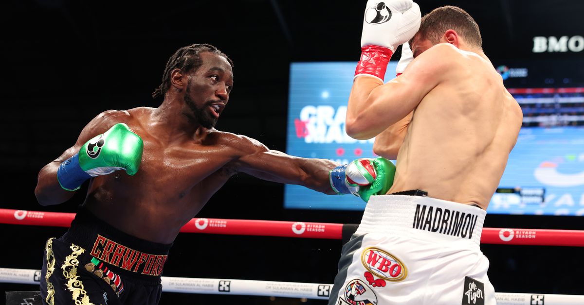 Terence Crawford reacts to his performance against Israil Madrimov