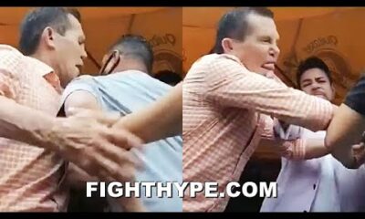 CHAVEZ SR. ERUPTS IN HEATED SCUFFLE WITH CAMACHO JR.; TRADE BLOWS & GO AT IT DURING INTENSE FACE OFF