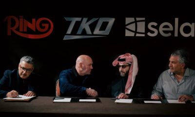 Ring TKO Sela UFC in the Boxing Ring Dana White Nick Khan and Turki Alalshikh