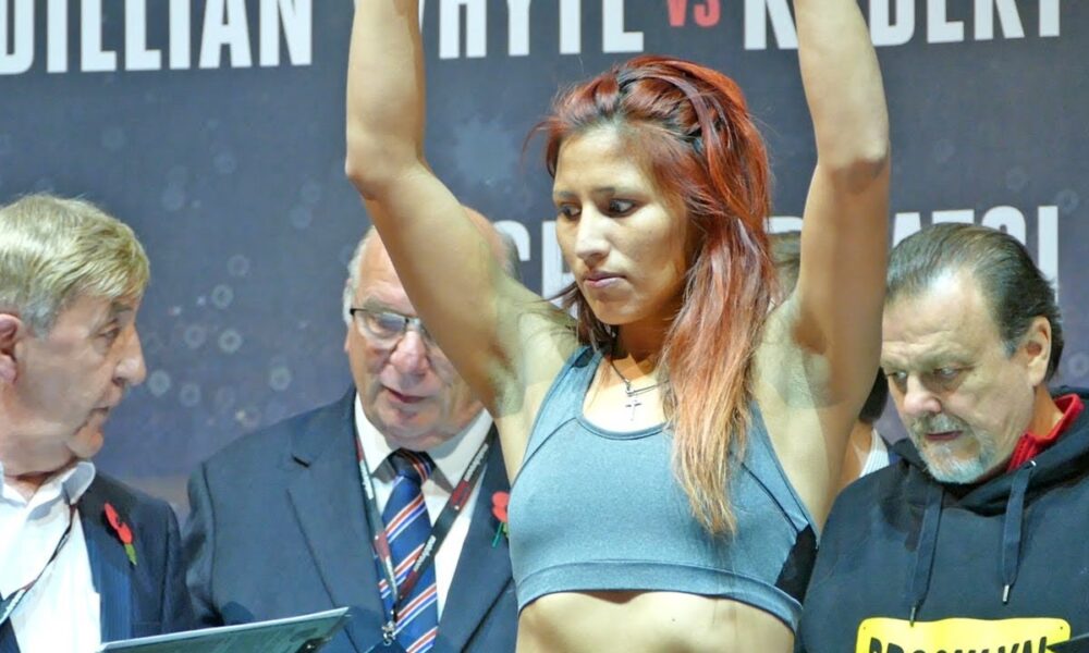 Anahi Sanchez OVERWEIGHT! vs Katie Taylor - WEIGH IN