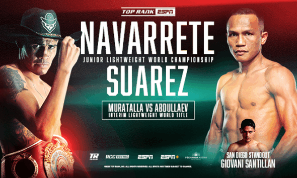 Navarrete knocked down Valdez three times to retain his WBO super featherweight crown Photo Credit: Mikey Williams/Top Rank