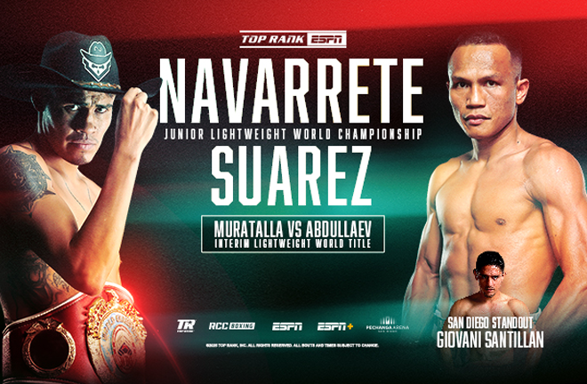 Navarrete knocked down Valdez three times to retain his WBO super featherweight crown Photo Credit: Mikey Williams/Top Rank