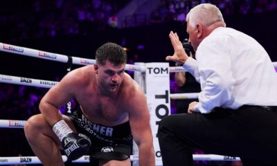 Dave Allen scored a brutal knockout of Johnny Fisher in the fifth round of their rematch at the Copper Box Arena Photo Credit: Mark Robinson Matchroom Boxing
