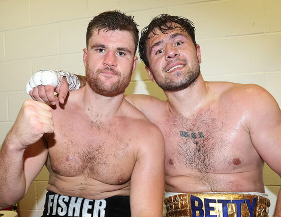 Dave Allen scored a brutal knockout of Johnny Fisher in the fifth round of their rematch at the Copper Box Arena Photo Credit: Mark Robinson Matchroom Boxing
