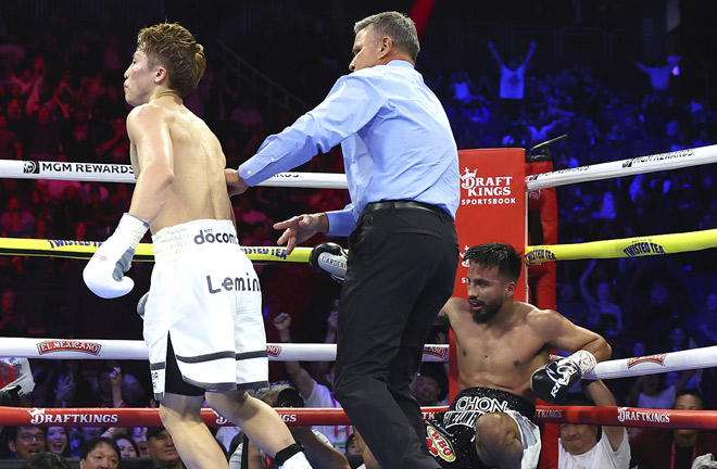 Inoue was dropped in the second round Photo Credit: Mikey Williams/Top Rank