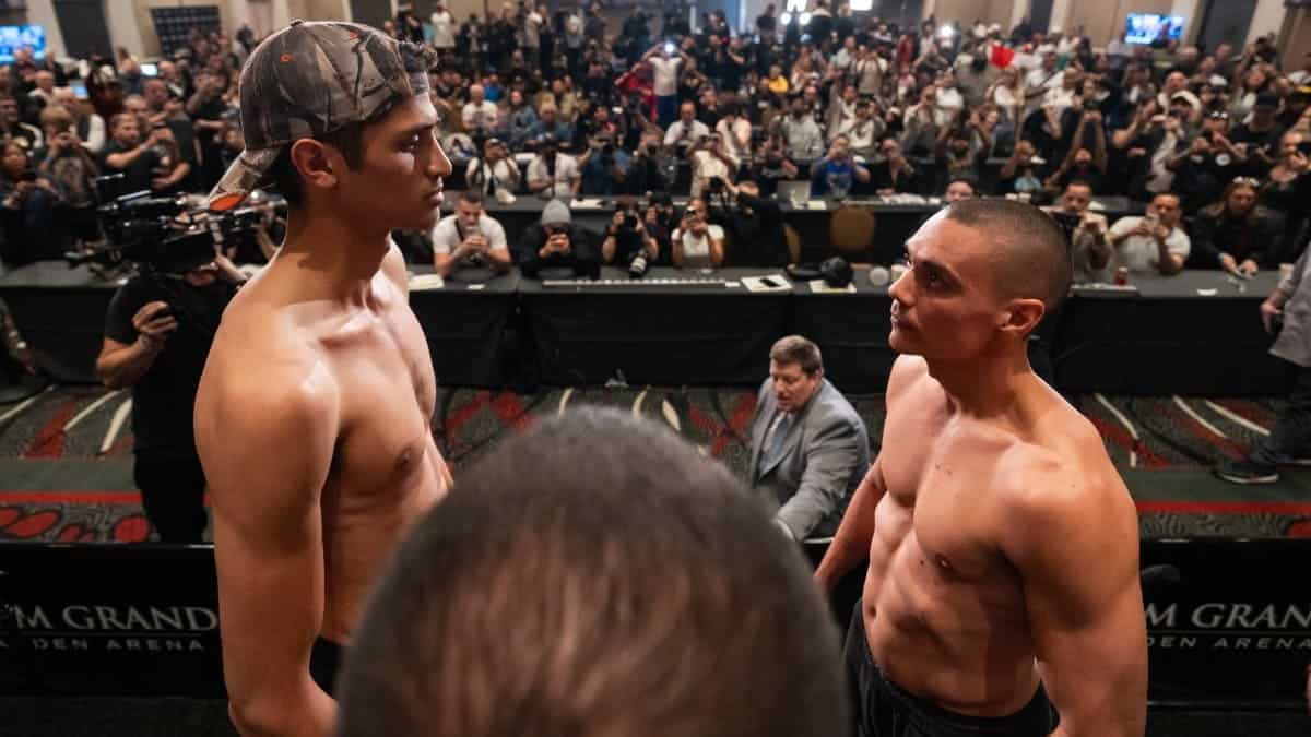Tim Tszyu vs Sebastian Fundora weigh in