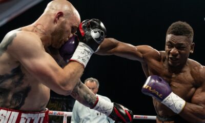 Sulecki is put down by Mbilli in the first Credit: Vincent Ethier/Eye Of The Tiger