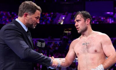 Dave Allen scored a brutal knockout of Johnny Fisher in the fifth round of their rematch at the Copper Box Arena Photo Credit: Mark Robinson Matchroom Boxing
