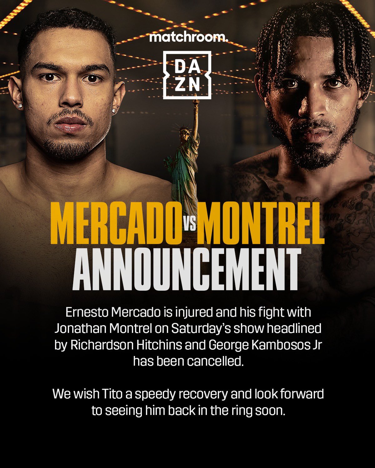 Image: Ernesto Mercado Injured, Withdraws from Jonathan Montrel Fight on Hitchins-Kambosos Undercard at MSG