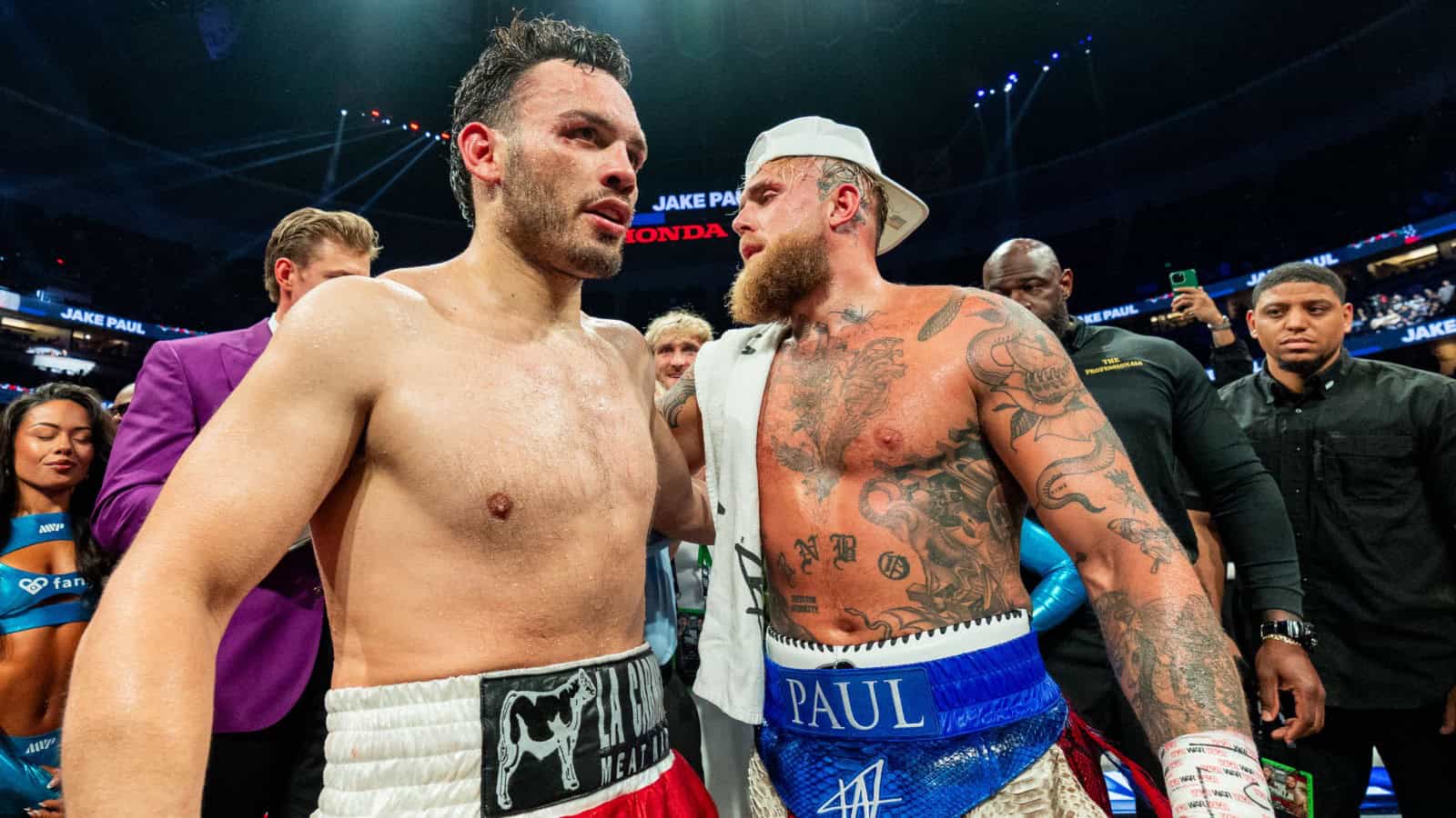 Jake Paul celebrates win at Honda Center after breaking gate record