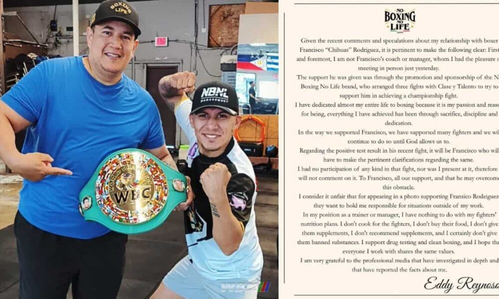 Eddy Reynoso doping claims statement