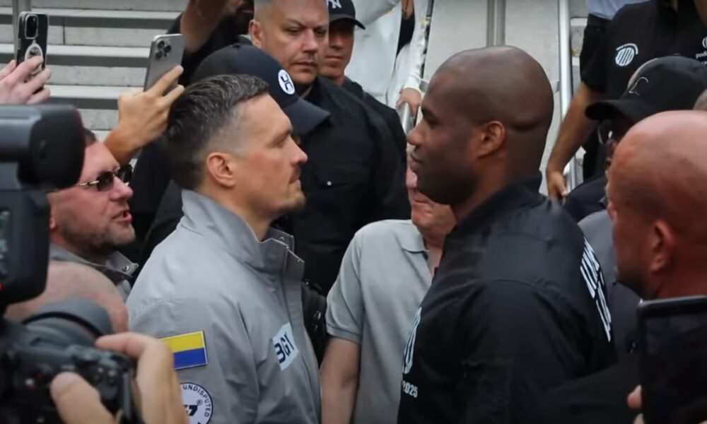 Image: Daniel Dubois Shouts at Oleksandr Usyk in Wembley Face-Off for Rematch